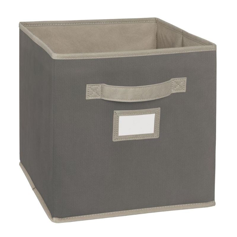 Photo 1 of ** 4 of -11 in. D x 11 in. H x 11 in. W Grey Fabric Cube Storage Bin
