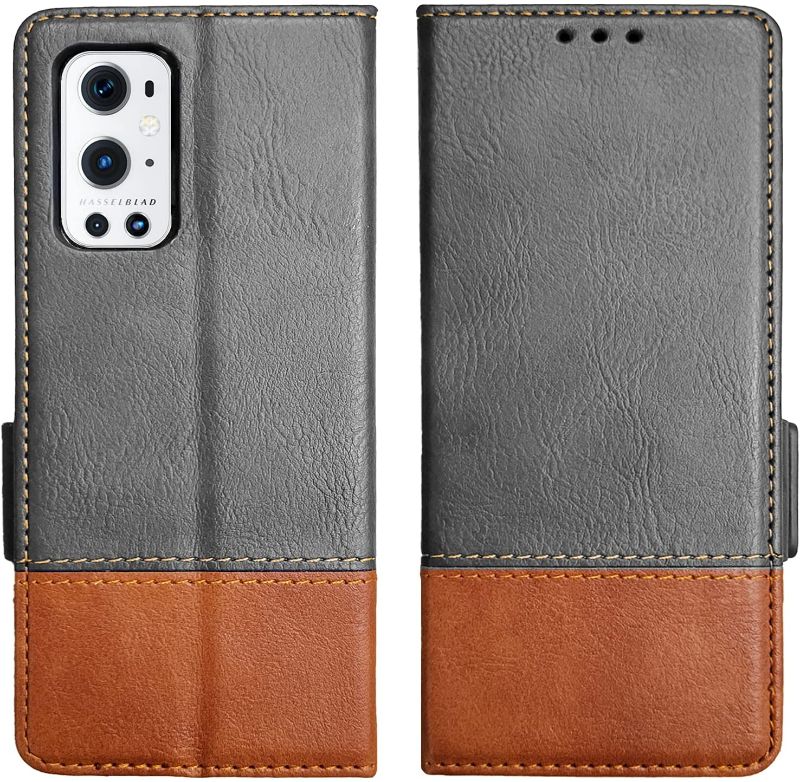 Photo 1 of **SET OF 2**
10 Cent Oneplus 9 Pro Leather Case, Classic Genuine Leather Oneplus 9 Pro Wallet Case [RFID Blocking], Flip Magnetic Case, Only Compatible with Oneplus 9 Pro(Grey)
