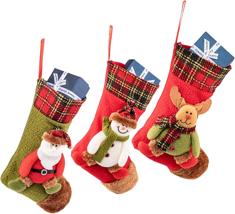 Photo 1 of **SET OF 5**
ToyRis 3Pcs Christmas Stockings with 3D Style Santa Snowman Reindeer Character Pattern for Christmas Decoration,10.6" Classic Pattern Christmas Stockings As Fireplace Decorations
