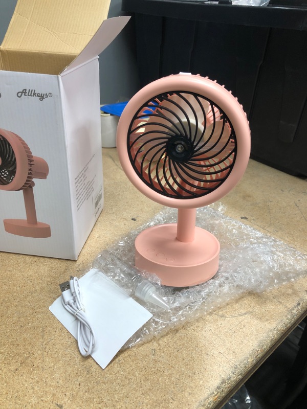 Photo 2 of Small Desk Fans, USB Rechargeable Operated Misting Fan, 3 Speed Portable Personal Table Fan for Home and Office(Pink)
