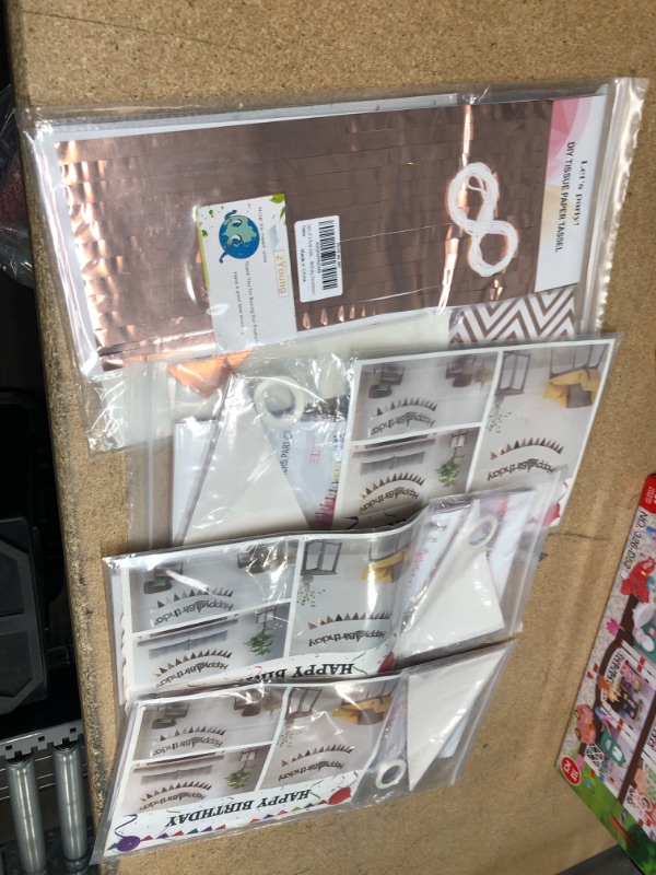 Photo 1 of **SET OF 4**
Sets of 3 Rose Gold Birthday Party Decorations - Glittery Rose Gold Happy Birthday Banner, Rose Gold Pennant Banner and Tissue Paper Tassels Garland for Birthday Decorations
