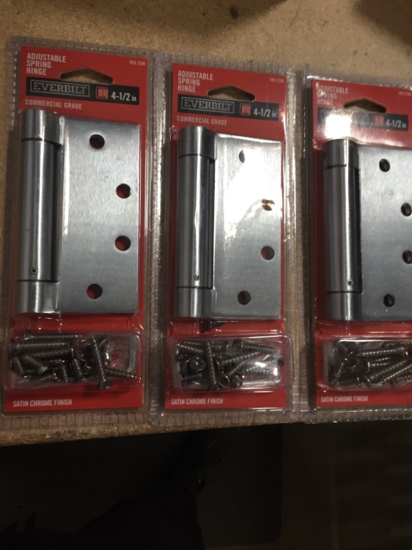 Photo 2 of 3 PACK Everbilt 4-1/2 in. Square Satin Chrome Adjustable Spring Door Hinge
