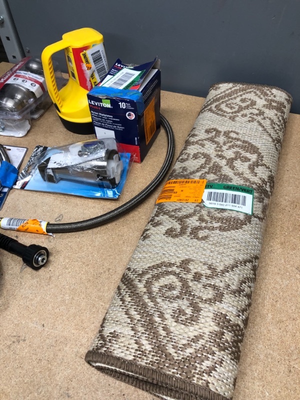 Photo 2 of ***NON-REFUNDABLE**
HOUSEHOLD GOODS
FLASH LIGHT, WALL MOUNTS, POWERWASH HOSE, 26.6X 35.4'' RUG, 12'' GRIP BAR, TUB SPOUT