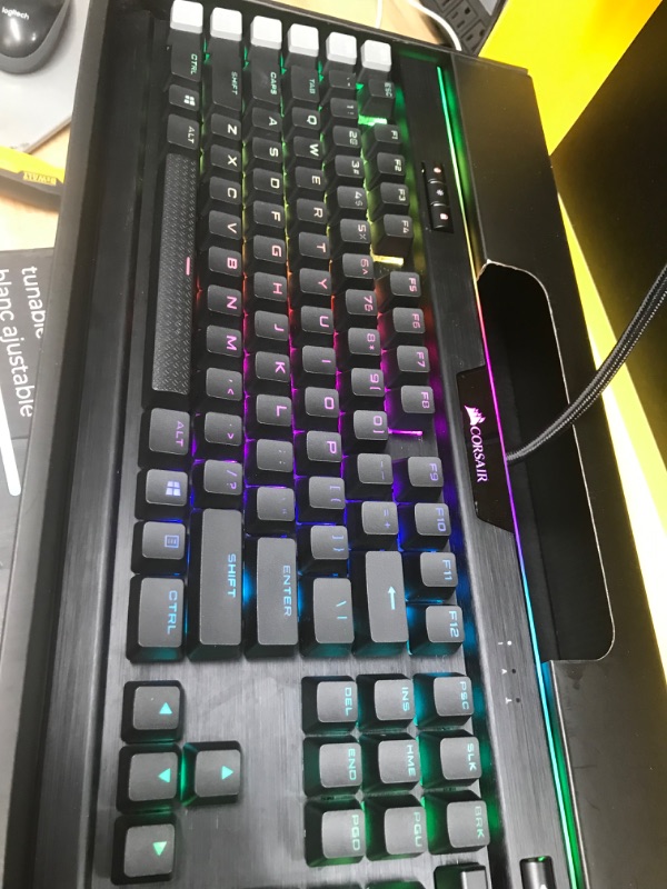 Photo 2 of CORSAIR - K95 RGB PLATINUM XT Full-size Wired Mechanical Cherry MX Speed Linear Switch Gaming Keyboard - Black
