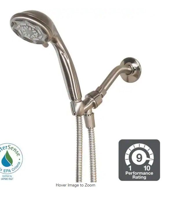 Photo 1 of 6-Spray 4 in. Wall Mount Handheld Shower Head in Brushed Nickel
