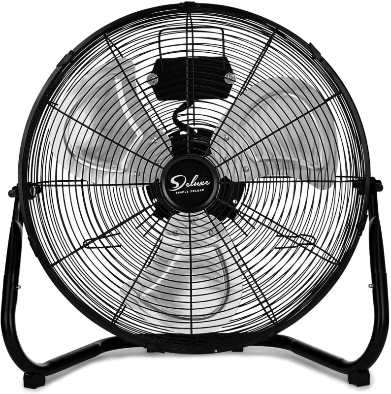 Photo 1 of Simple Deluxe 12 Inch 3-Speed High Velocity Metal Industrial Floor Fans Quiet for Home, Commercial, Residential, and Greenhouse Use, Outdoor/Indoor, Black
