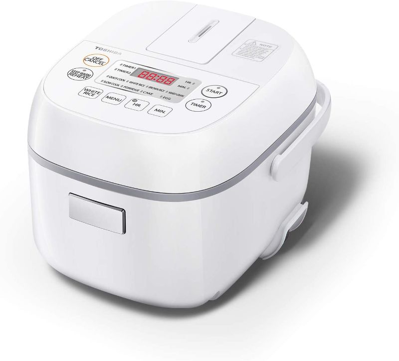 Photo 1 of Toshiba Digital Programmable Rice Cooker, Steamer & Warmer, 3 Cups Uncooked Rice with Fuzzy Logic and One-Touch Cooking, 24 Hour Delay Timer and Auto Keep Warm Feature, White
