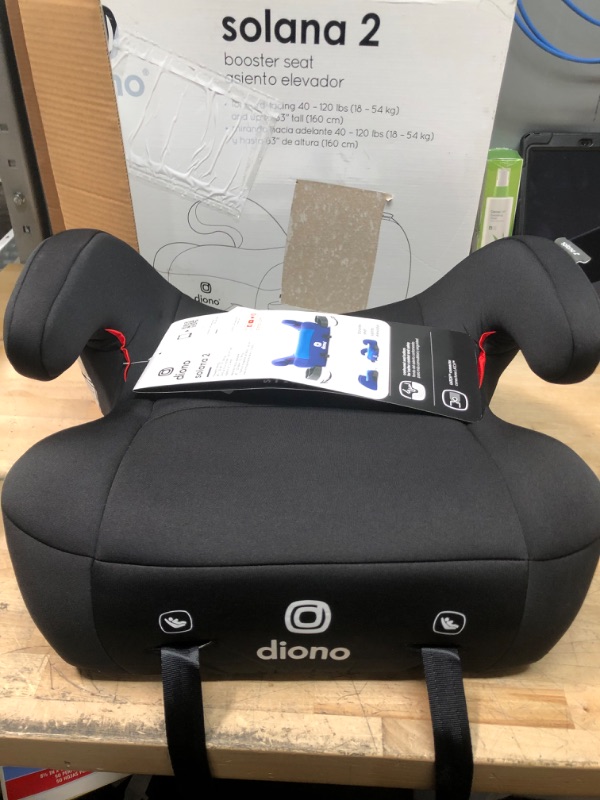 Photo 2 of Diono Solana 2 XL, Dual Latch Connectors, Lightweight Backless Belt-Positioning Booster Car Seat, 8 Years 1 Booster Seat, Black
