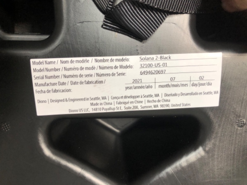 Photo 3 of Diono Solana 2 XL, Dual Latch Connectors, Lightweight Backless Belt-Positioning Booster Car Seat, 8 Years 1 Booster Seat, Black
