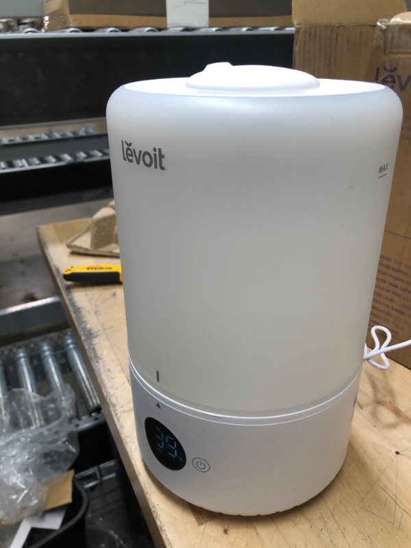 Photo 2 of LEVOIT Ultrasonic Cool Mist Humidifiers, Adjustable 360° Rotation Nozzle, Auto Safety Shut Off, Lasts Up to 25 Hours, Filter Free, Optional LED Display Light, Ideal for Bedroom, 3L, White
