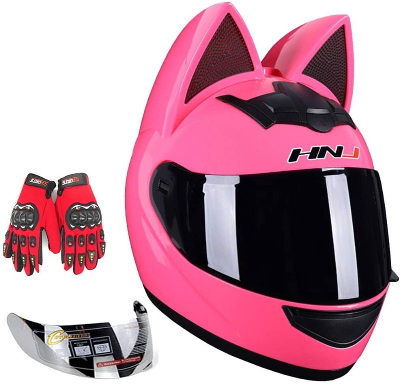 Photo 1 of Cat Ear Motorcycle Helmet,Men and Women Cool Cute Cat Full Face Helmet,DOT/FMVSS-218 Certification Standard,Suitable for All Seasons
XL