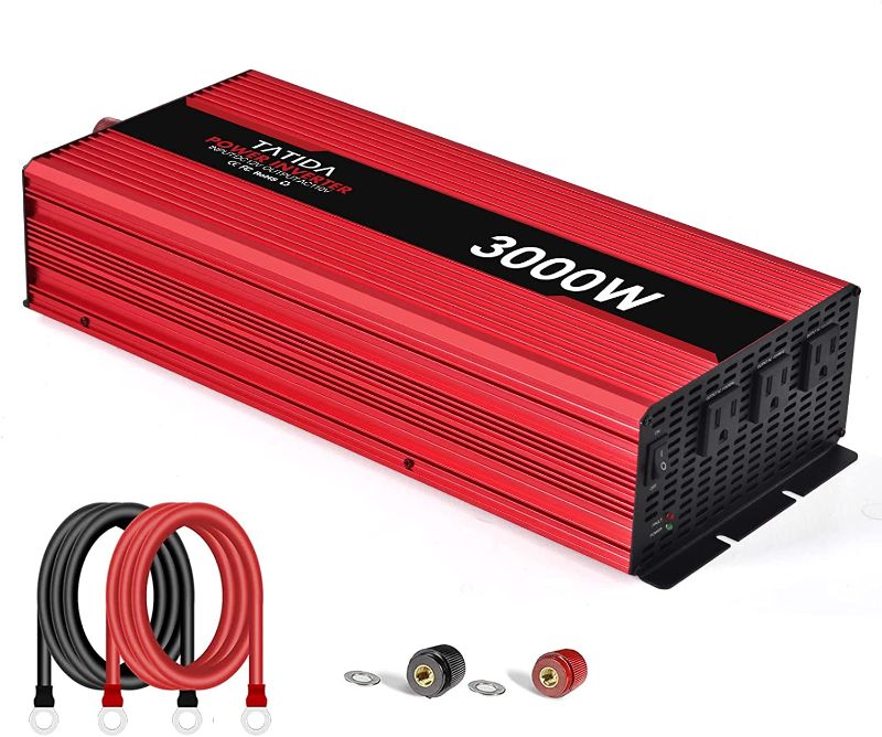 Photo 1 of 3000 watt Power Inverter 3000W Modified Sine Wave Inverter with 3 AC Outlets Converter DC 12V in to AC 110V Out for Car RV Truck Boat(Red)
