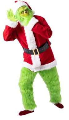 Photo 1 of Christmas Costume for Men Santa Suit Adult 7PCS Deluxe Furry Green Big Monster
small/medium