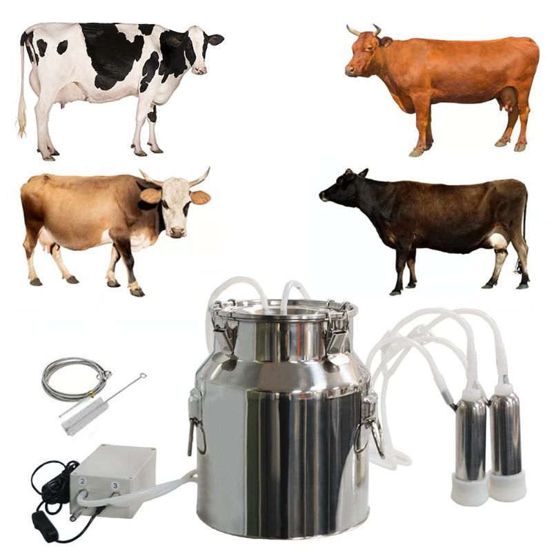 Photo 1 of CJWDZ Milking Machine for Goats Cows, Pulsation Vacuum Pump Milker, Milking Supplies W/Stainless Steel Bucket, Portable Suction Machine for Jerseys, Nigerian Dwarfs, Nubian Mix (Cow, 14L)
