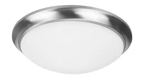 Photo 1 of Hampton Bay
Withers 13 in. 140-Watt Brushed Nickel Selectable CCT Integrated LED Dimmable Round Globe Flush Mount Ceiling Light