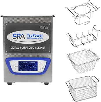 Photo 1 of SRA TruPower UC-20D-PRO Professional Ultrasonic Cleaner, 2 Liter Capacity with LCD Display, Sweep/Degas, Adjustable Power, Sleep Function, 2 Baskets, Wire Ring Rack and Wire Beaker Holder
