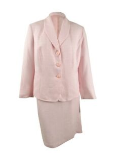 Photo 1 of Le Suit Women's Plus Size Textured Skirt Suit (14W, Tutu Pink/White)