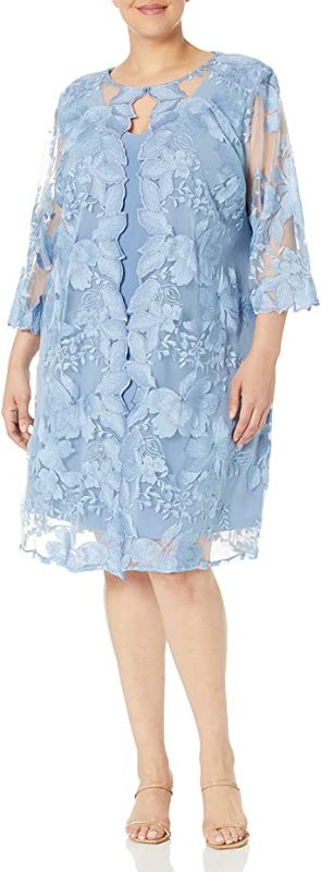 Photo 1 of Alex Evenings Women's Plus Size Midi Scoop Neck Shift Dress with Jacket 18 
