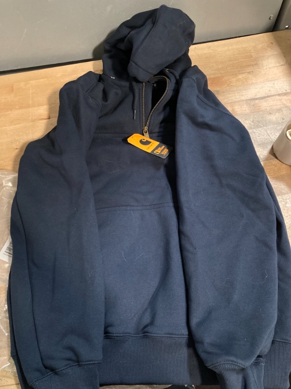 Photo 2 of Carhartt 100617 Rain Defender Paxton Heavyweight Hooded Zip Mock Sweatshirt - New Navy M 
