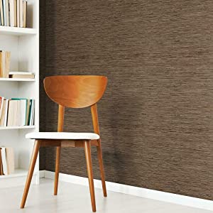 Photo 1 of RoomMates RMK11312WP Brown Faux Grasscloth Non-Textured Peel and Stick Wallpaper
