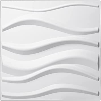 Photo 1 of Art3d PVC 3D Panel for Interior Wall Decor, Wavy Textured Tile, 12-Pack 19.7 x 19.7in. White
