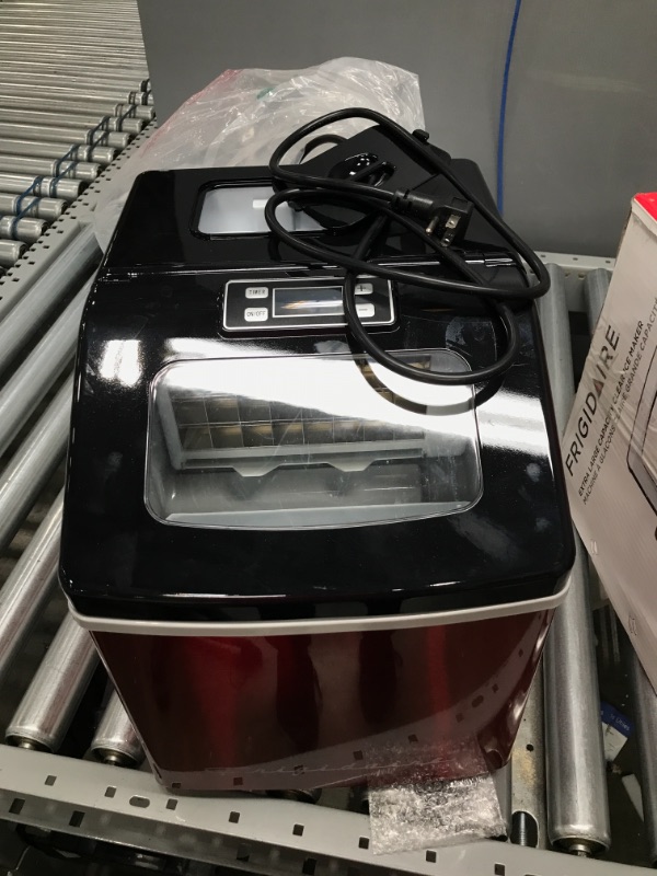Photo 1 of Frigidaire 40 Lbs Countertop Clear Square Ice Maker EFIC452, Red Stainless Steel
