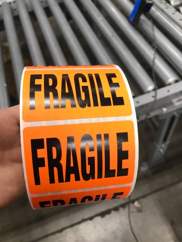 Photo 2 of LabelValue.com | Orange Fragile Stickers" - 1000 Labels Per Roll
