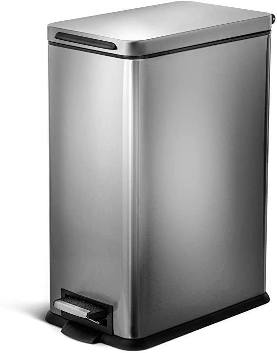 Photo 1 of Home Zone Living 8 Gallon Kitchen Trash Can, Slim Stainless Steel, Step Pedal, 
