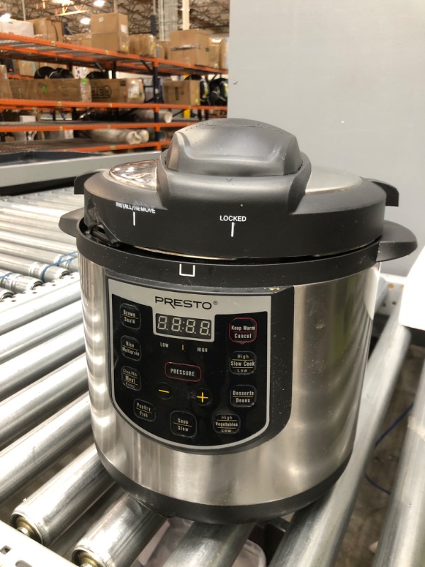 Photo 1 of Presto 02141 6-Quart Electric Pressure Cooker, Black, Silver
