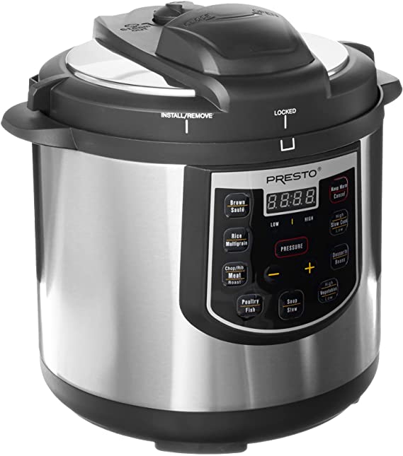 Photo 1 of Presto 02141 6-Quart Electric Pressure Cooker, Black, Silver
