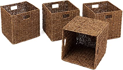 Photo 1 of Innovations Foldable Storage Basket, 12"L x 12"W x 12"H, Brown, 4 Pack