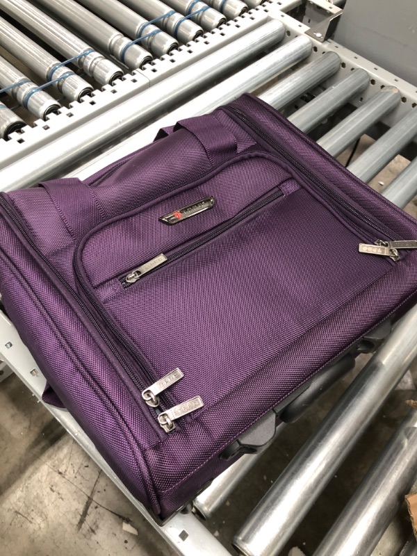 Photo 2 of TPRC 15-Inch Smart Under Seat Carry-On Luggage with USB Charging Port, Purple, Underseater
