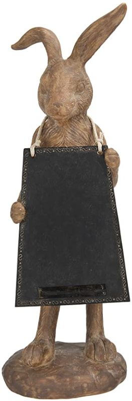 Photo 1 of Creative Co-Op Rabbit Holding Working Chalkboard Figures and Figurines, Brown
