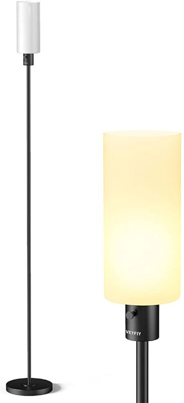 Photo 1 of VEYFIY Floor Lamp, Lamps for Bedroom and Living Room, Modern Standing Light with Glass Lampshade, Industrial 68 inches Tall Lamp with E26 Socket, Light for Work, Reading, Black (Bulb Not Included)
