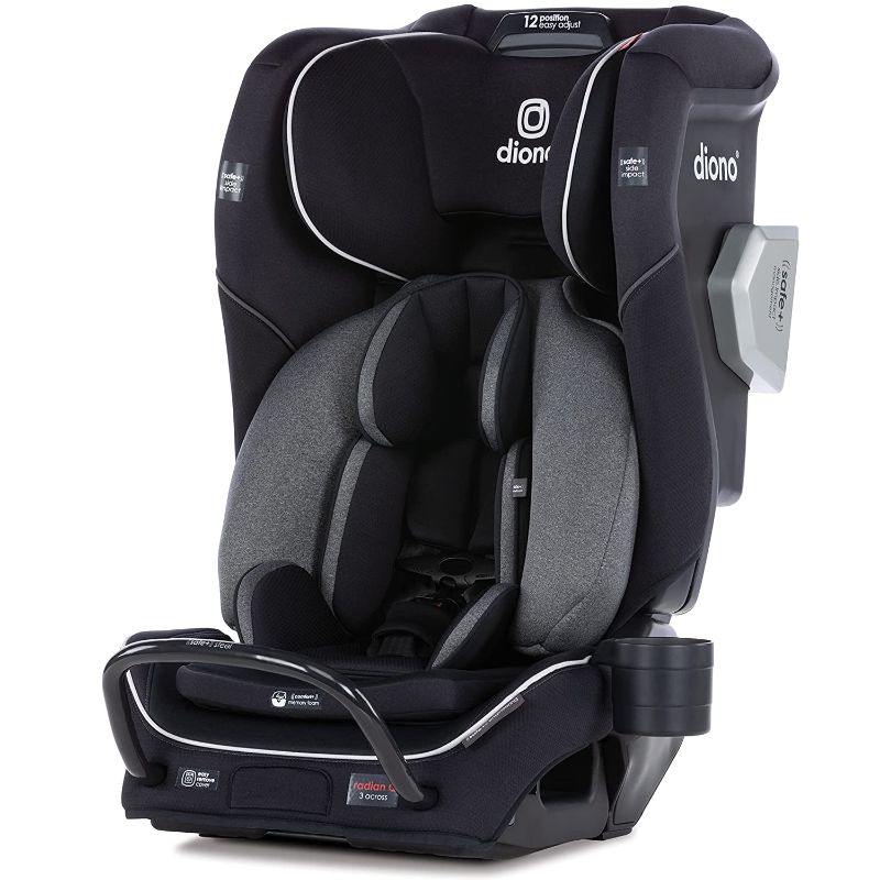 Photo 1 of **CUSHIONS ARE MISSING ** Diono Radian 3QXT 4-in-1 Rear and Forward Facing Convertible Car Seat, Safe Plus Engineering, 4 Stage Infant Protection, 10 Years 1 Car Seat, Slim Fit 3 Across, Jet Black
