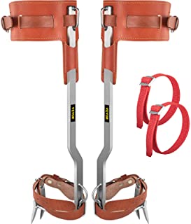 Photo 1 of Happybuy Tree Climbing Spikes, 1 Pair Stainless Steel Pole Climbing Spurs, w/Adjustable Straps and Cow Leather Padding, Arborist Equipment for Climbers, Logging, Hunting Observation, Fruit Picking
**USED MINOR WEAR AND TEAR***