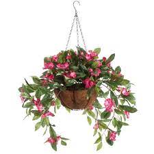 Photo 1 of ***stock photo for reference only*** ***parts only** major dmage***
Fully Assembled Artificial Hanging Basket, 10” Dark Pink Polyester/Plastic Flowers