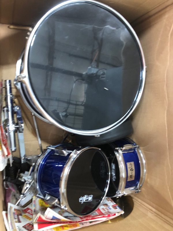 Photo 7 of ***DAMAGED, MISSING COMPONENTS***
Music Alley 3 Piece Kids Drum Set with Throne, Cymbal, Pedal & Drumsticks, Blue, (DBJK02)
