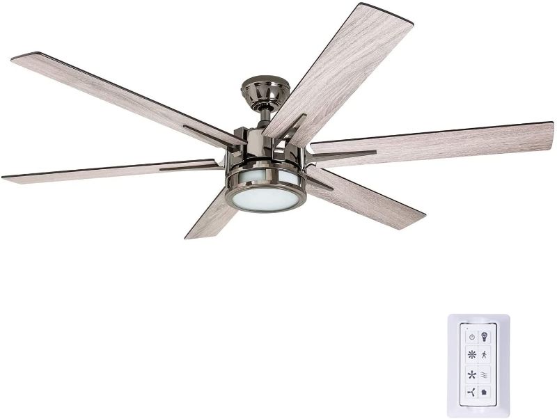 Photo 1 of **INCOMPLETE**
Honeywell Ceiling Fans 51035-01Kaliza Modern LED Ceiling Fan with Remote Control, 6 Blade Large 56", Gun Metal 52"
