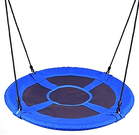 Photo 1 of  40 Inch Saucer Tree Swing, Adjustable Indoor Outdoor Round Nest Swing with Hanging Kits, 360 Degree Rotate, Blue
