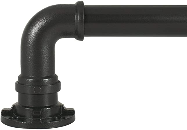 Photo 1 of Decopolitan Industrial Wrap Around Telescoping Curtain Rod Set, 18-36", Black
