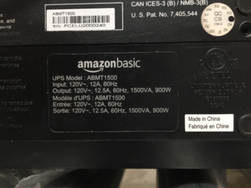 Photo 3 of Amazon Basics Line-Interactive UPS 1500VA 900 Watt Surge Protector Battery Power Backup, 10 Outlets - Black
