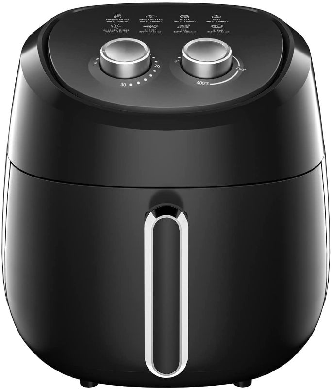 Photo 1 of Air Fryer 4.5 QT Airfryer Classic Timer and Temperature Control Easy to Use with 8 Cooking References 1400W Nonstick Basket Auto Shutoff Kitchen Gifts ALLcool Air Fryer Black
