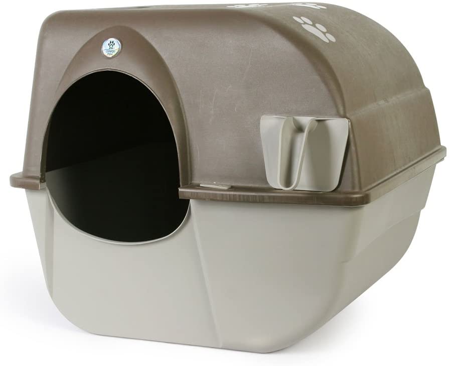 Photo 1 of **DAMAGED**
Omega Paw Self-Cleaning Litter Box, Pewter
