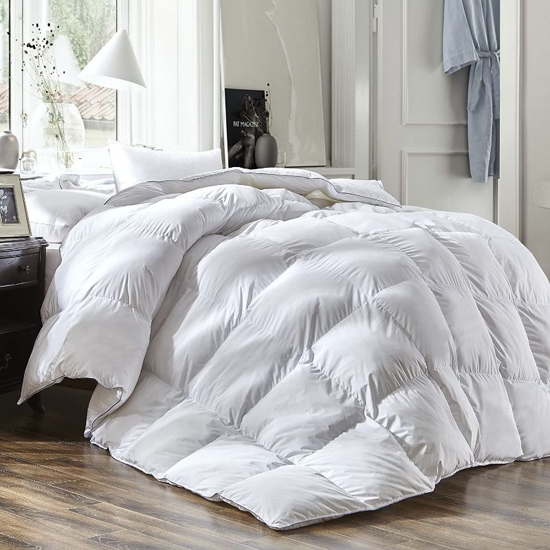 Photo 1 of  White Goose Feather Down with Polyester Comforter Duvet Insert All Seasons 600 Thread Count Soft 100% Cotton Cover Down Proof, Cozy Duvet with Corner Tabs. (106 in X 90in.)
