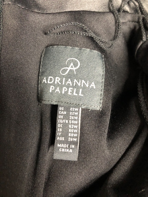 Photo 1 of Adrianna Papell Long Sleeve Crepe Dress With Tuxedo Collar In Black (22W)
