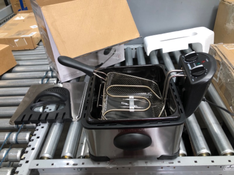 Photo 2 of **DAMAGED**
Chefman 4.5 Liter Deep Fryer w/Basket Strainer, XL Jumbo Size, Adjustable Temperature & Timer, Perfect for Fried Chicken, Shrimp, French Fries, Chips & More, Removable Oil Container, Stainless Steel
