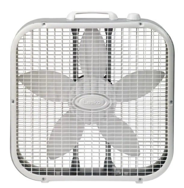 Photo 1 of 20 in. 3 Speed White Box Fan with Save-Smart Technology for Energy Efficiency
