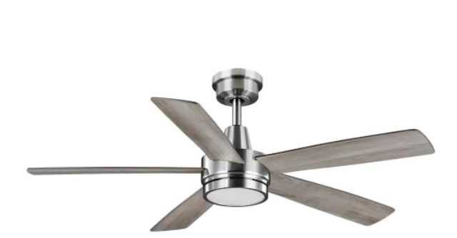 Photo 1 of **INCOMPLETE**
Fanelee 54 in. White Color Changing Integrated LED Brushed Nickel Smart Hubspace Ceiling Fan with Light Kit and Remote
