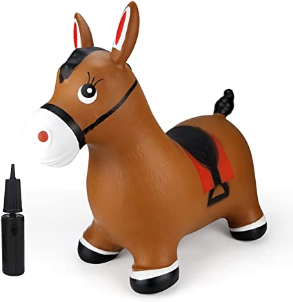 Photo 1 of Bouncy Horse Hopper- Brown Inflatable Jumping Horse, Ride on Rubber Bouncing Animal Toys for Kids/ Toddlers/ Children/ Boys/ Girls ( Pump Included)
